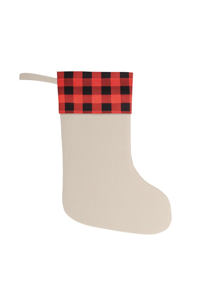 Rustic Christmas Stocking — Red and Black/Natural