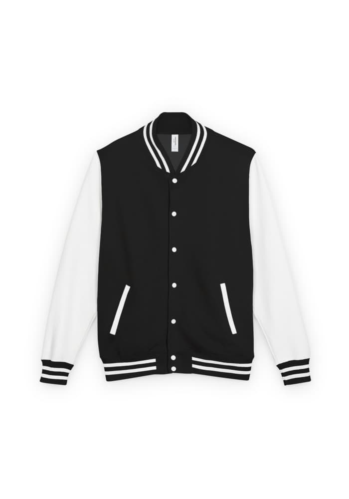 Unisex Heavyweight Letterman Jacket | AWDis JH043 — Jet Black/Arctic White