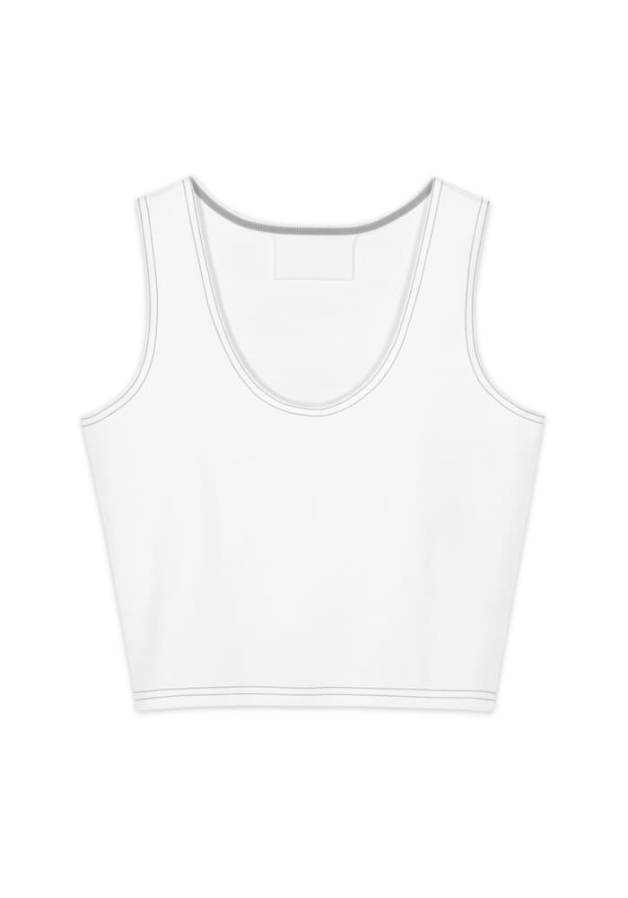 All-Over Print Cotton Crop Top — White