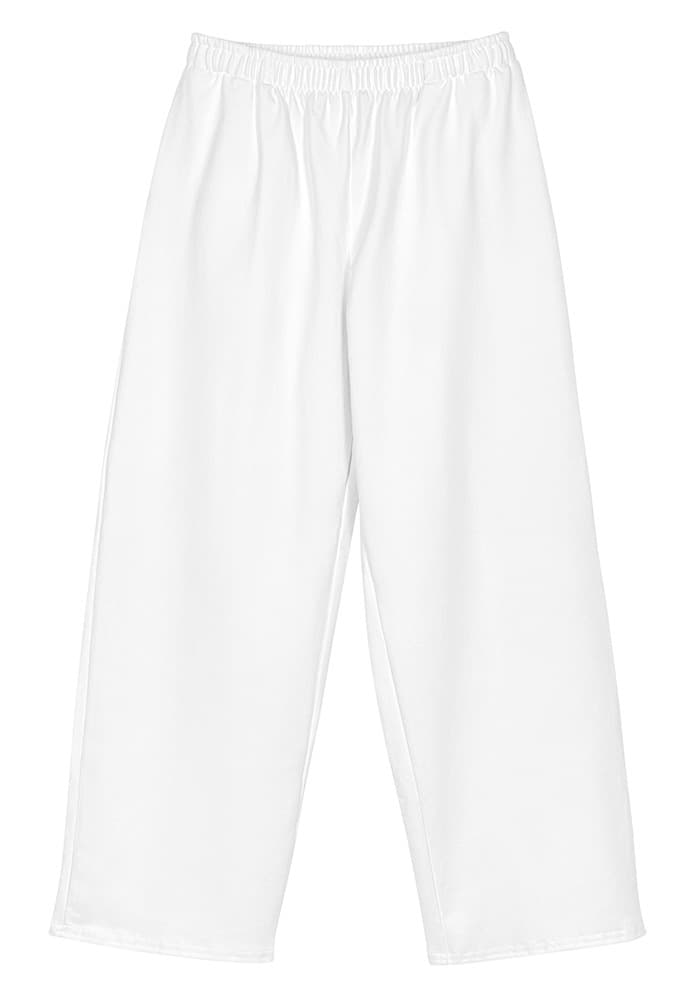 All-Over Print Unisex Cotton Wide-Leg Pants — White