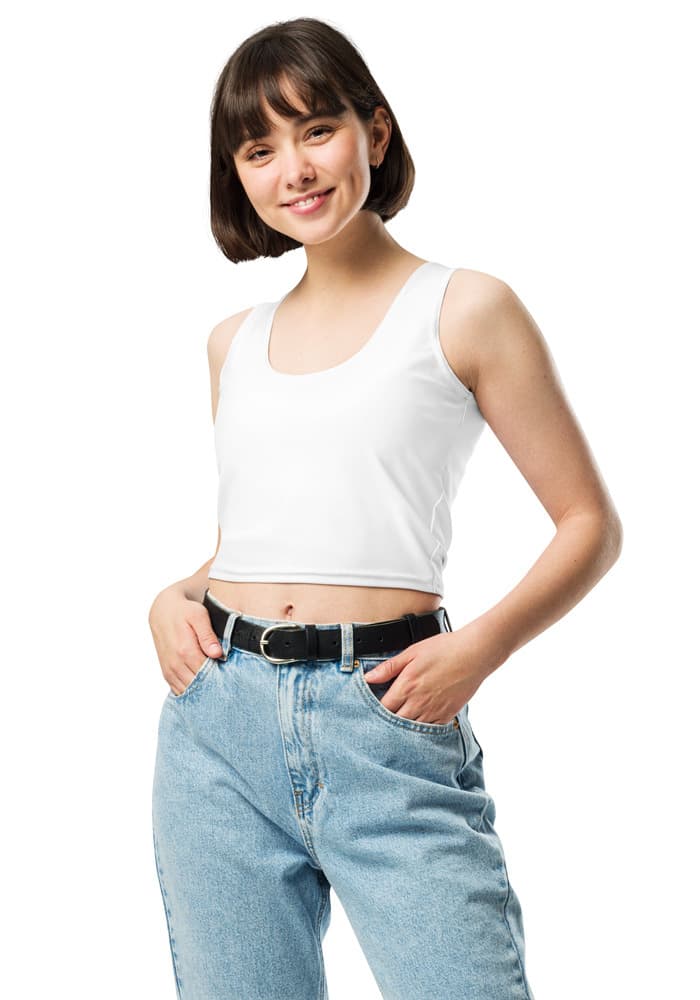 All-Over Print Crop Top — White