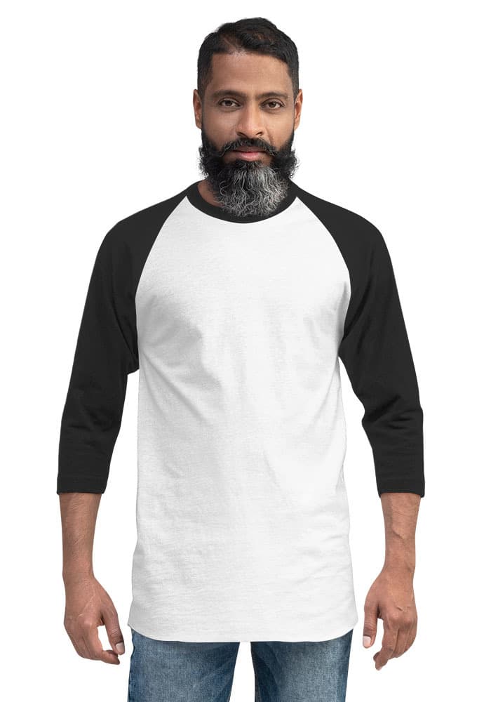 Unisex 3/4 Sleeve Raglan Shirt | Tultex 245 — White/Black