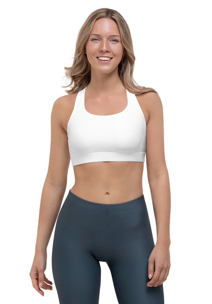 All-Over Print Sports Bra — White