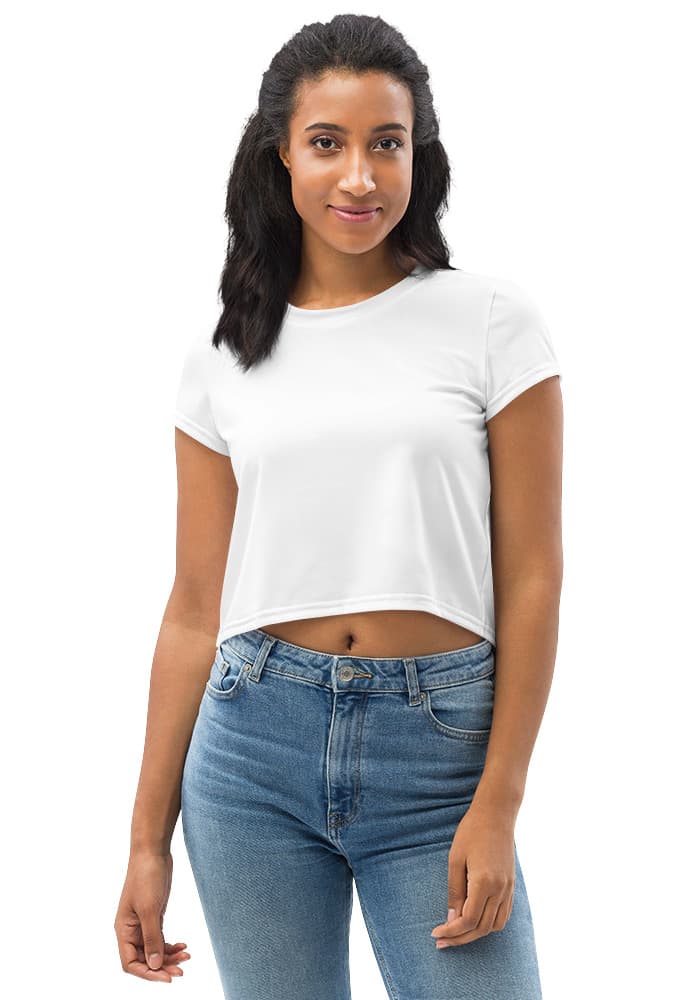 All-Over Print Crop Tee — White