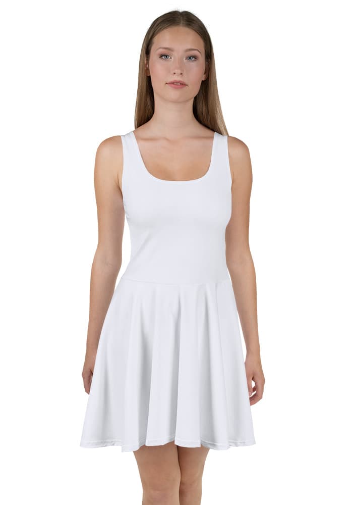 All-Over Print Skater Dress — White