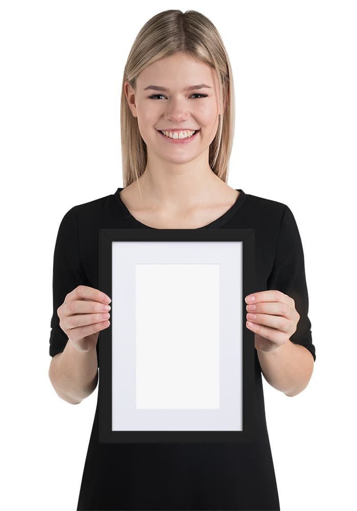 Matte Paper Framed Poster With Mat (cm) — Black