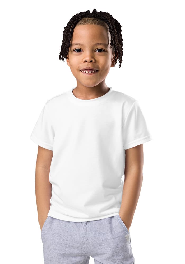 All-Over Print Kids Crew Neck T-Shirt — White