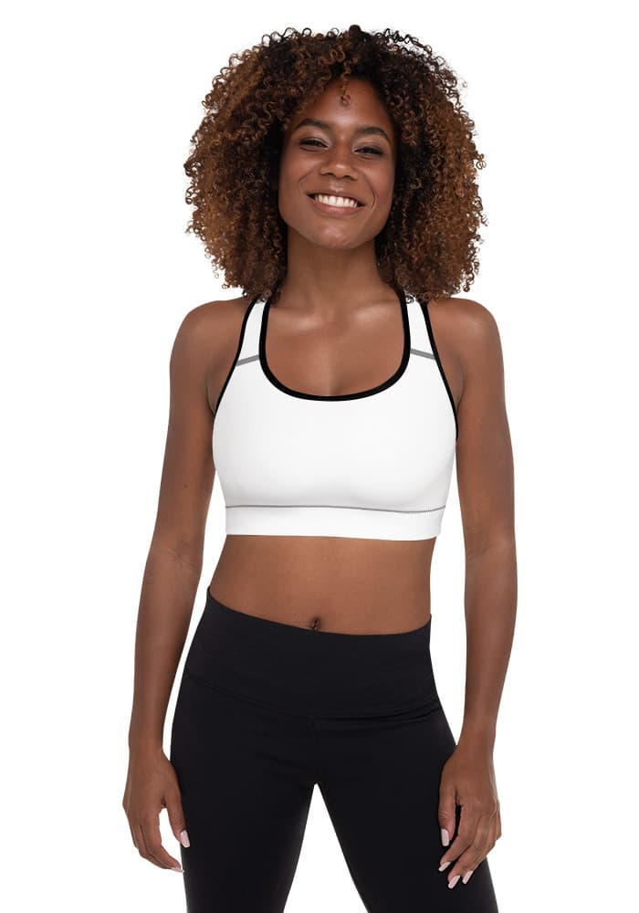 All-Over Print Padded Sports Bra — Black