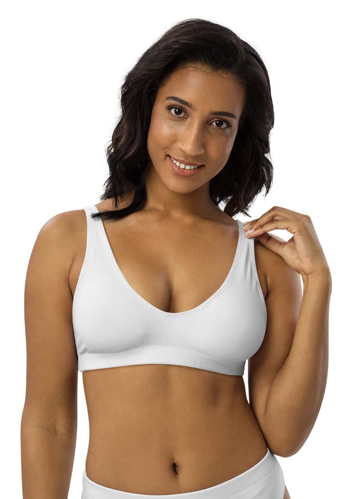 All-Over Print Recycled Padded Bikini Top — White