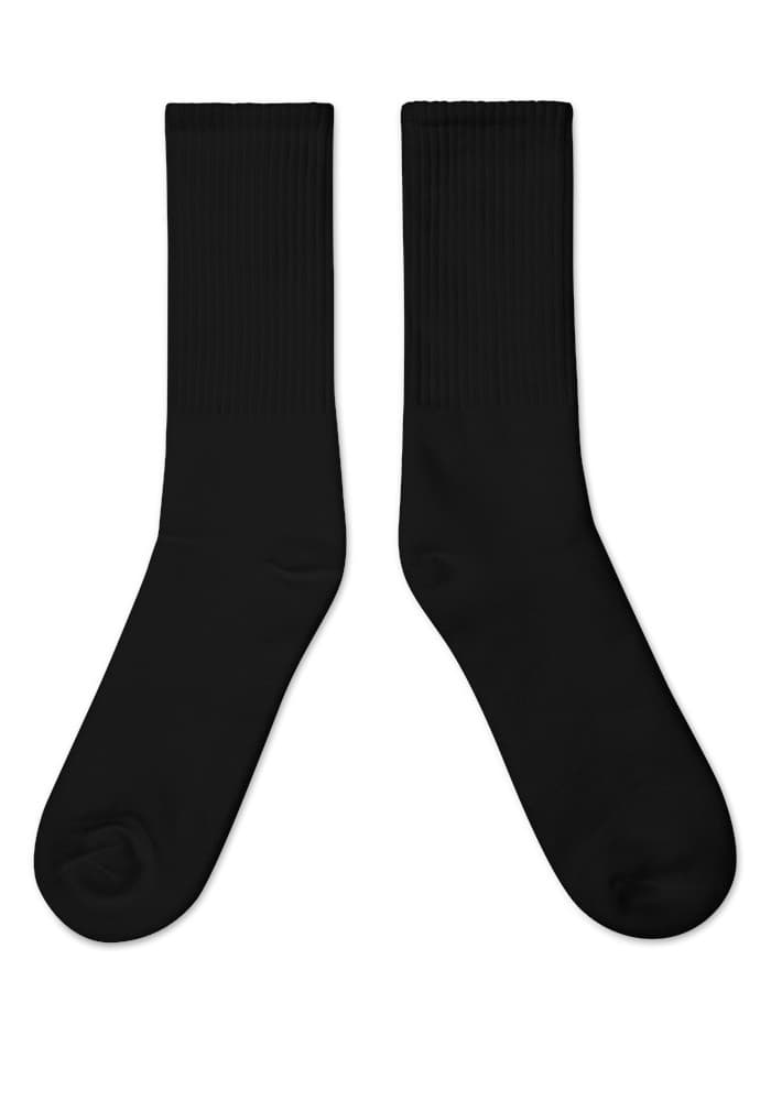 Embroidered Crew Socks | SOCCO SC200 — Black