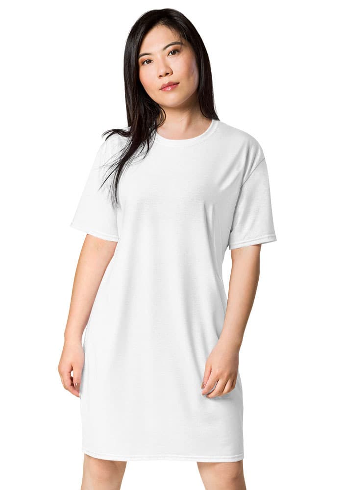 All-Over Print T-Shirt Dress — White