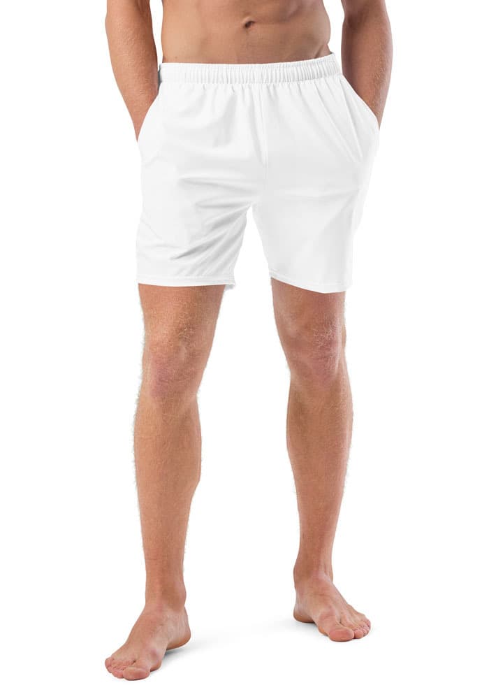 All-Over Print Recycled Swim Trunks — White