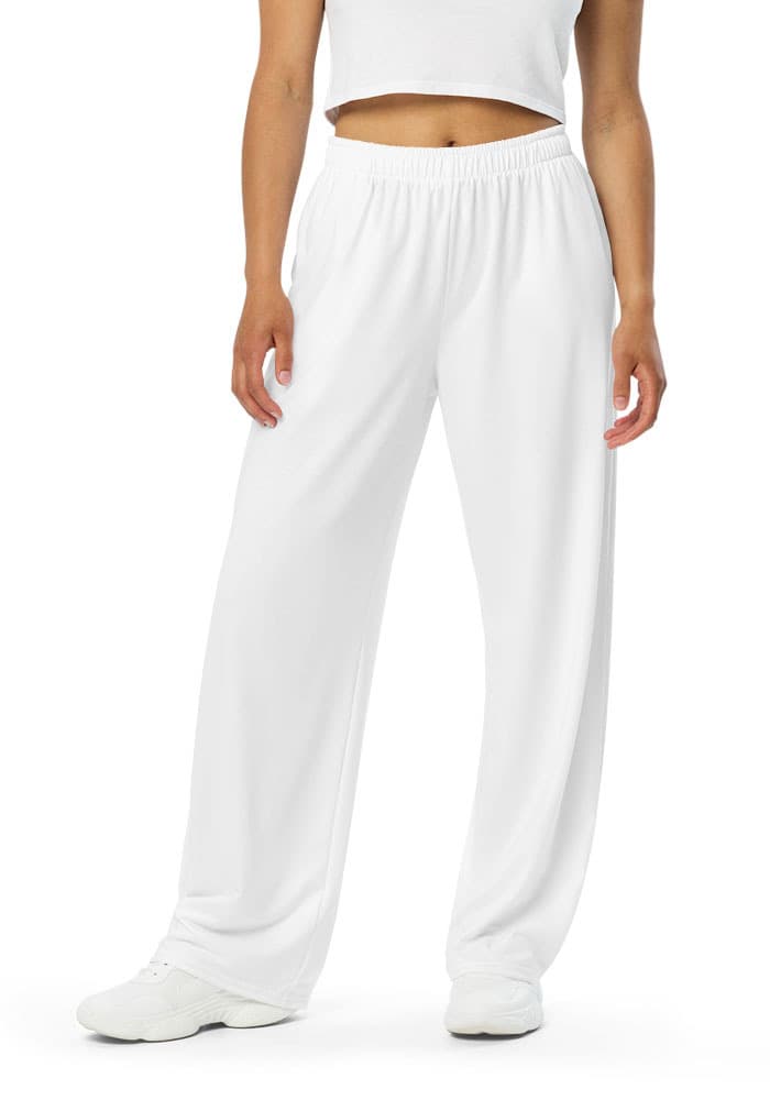 All-Over Print Unisex Wide-Leg Pants — White