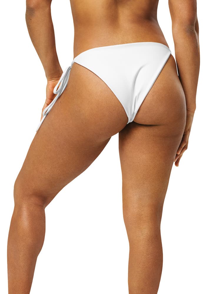 All-Over Print Recycled String Bikini Bottom — White