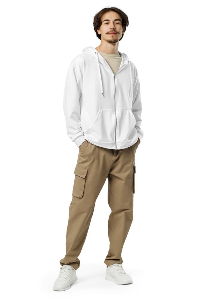 All-Over Print Recycled Unisex Zip Hoodie — White