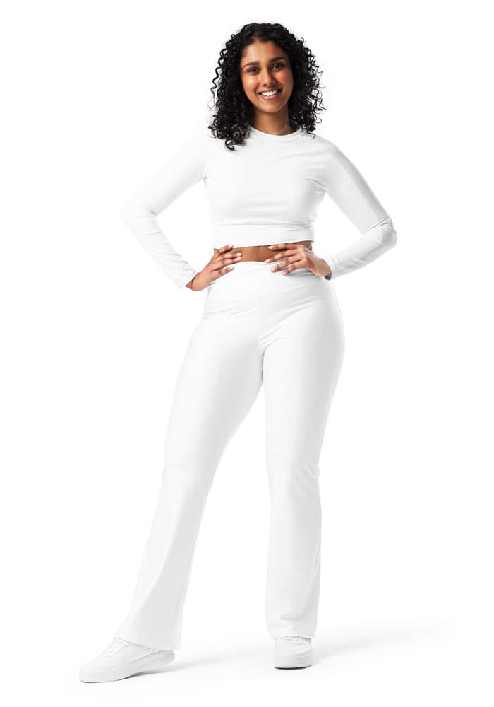 All-Over Print Flare Leggings — White
