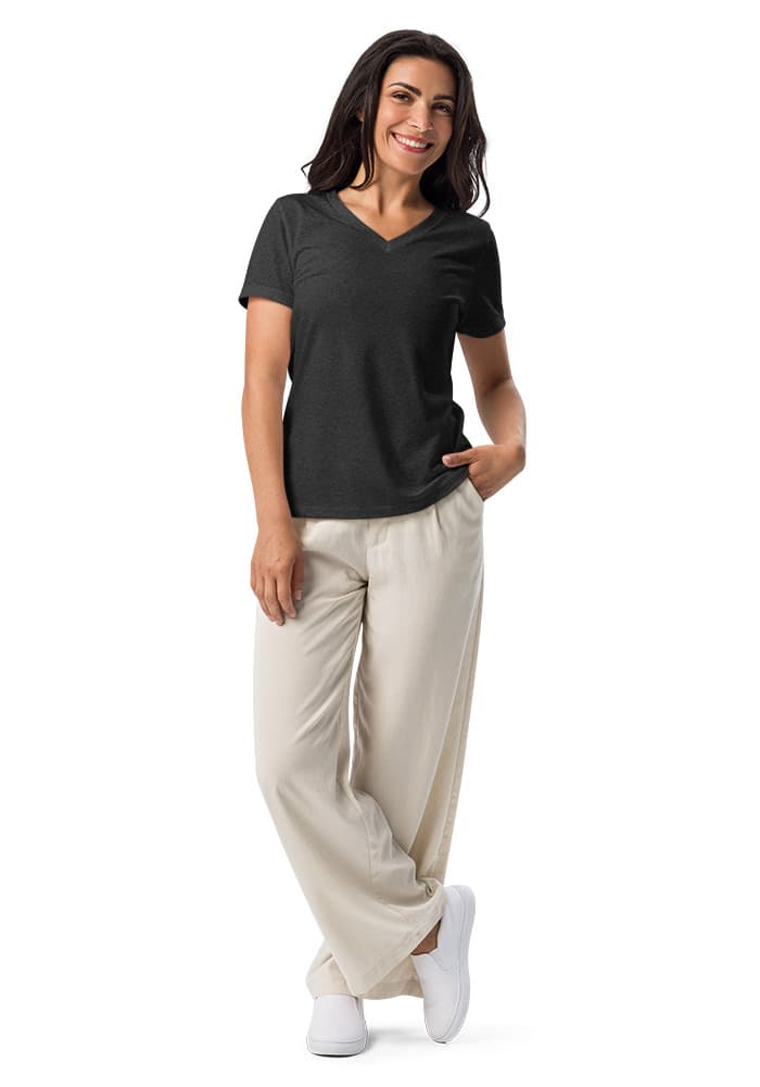 Women's Relaxed V-Neck T-Shirt | Bella Canvas 6405CVC — Dark Grey Heather
