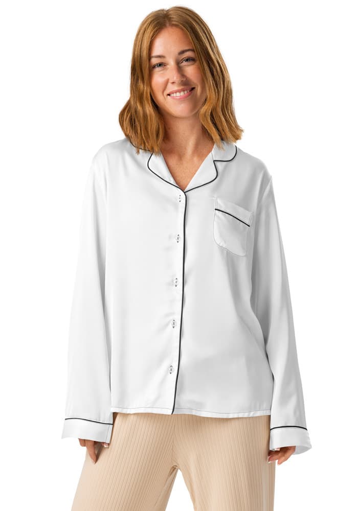 All-Over Print Women's Long Sleeve Pajama Top — Black