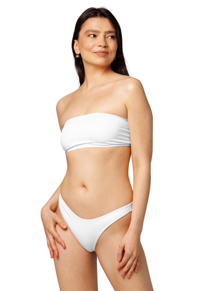 All-Over Print Recycled Bandeau Bikini — White