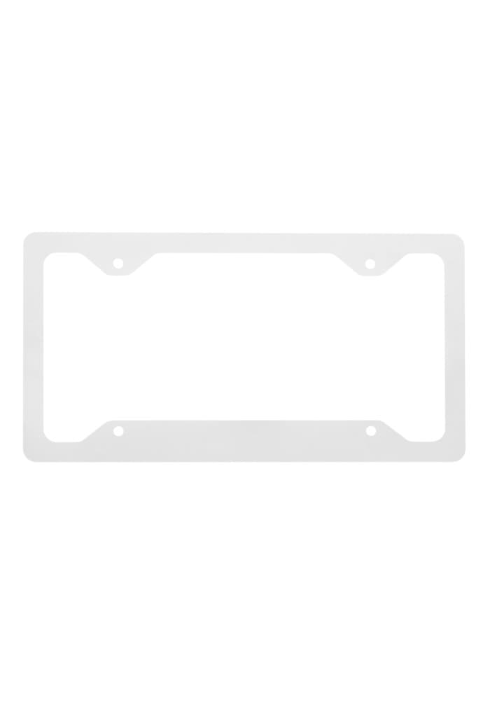 Metal License Plate Frame — White Front, Silver Back