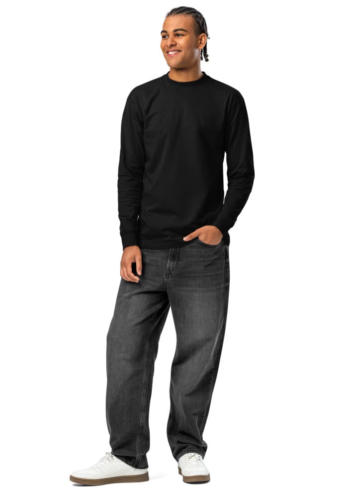 Men's Heavyweight Long Sleeve T-Shirt | Cotton Heritage MC1186 — Black