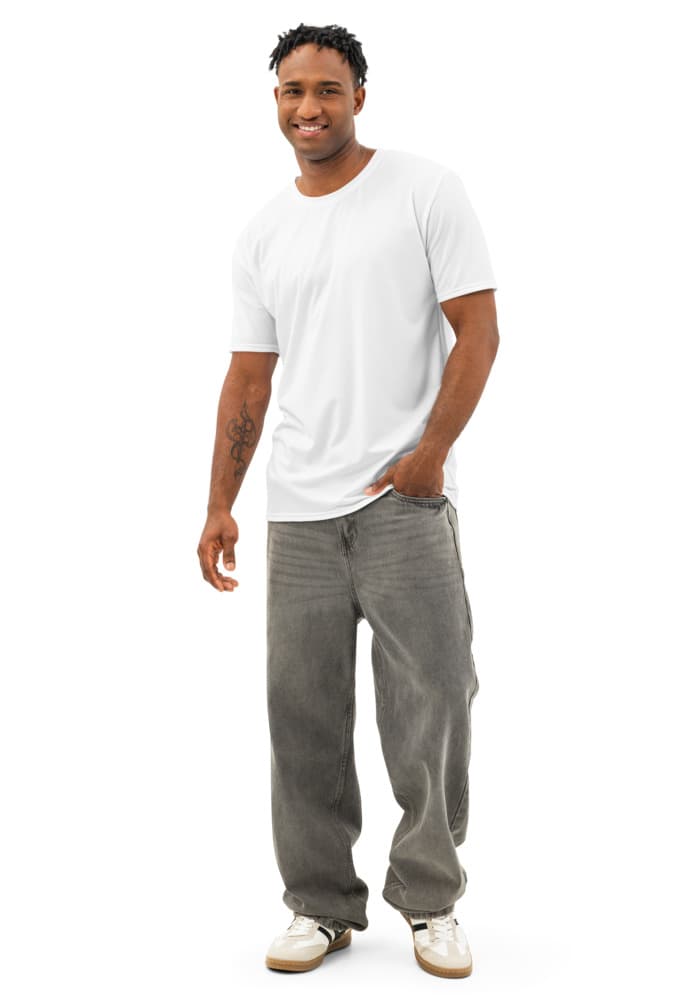 All-Over Print Men’s Cotton Crew Neck T-Shirt — White