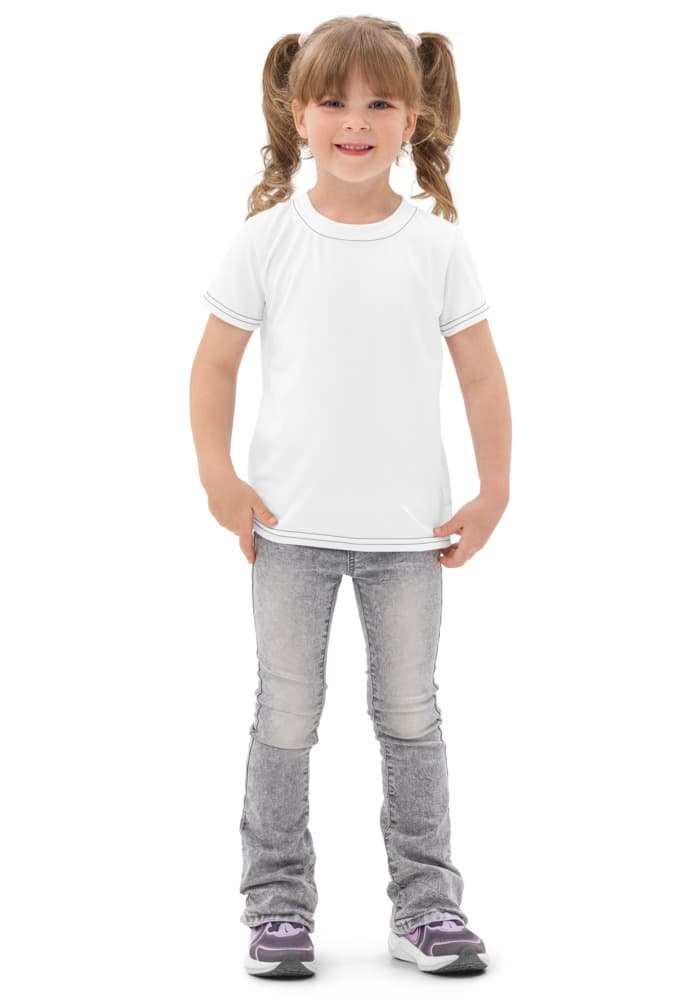 All-Over Print Kids Cotton Crew Neck T-Shirt — White