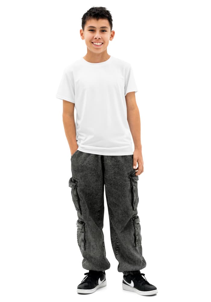 All-Over Print Youth Cotton Crew Neck T-shirt — White