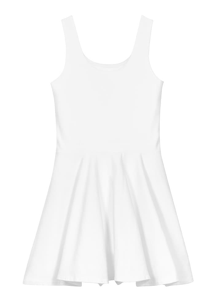 All-Over Print Cotton Skater Dress — White