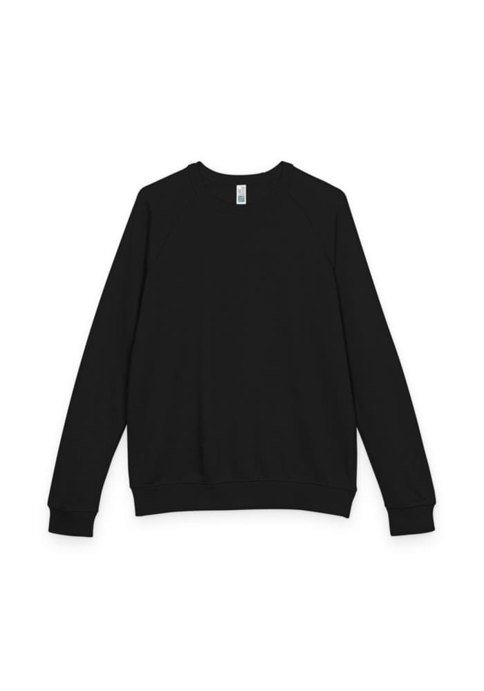 Unisex French Terry Raglan Crewneck | Lane Seven LS13004 — Black