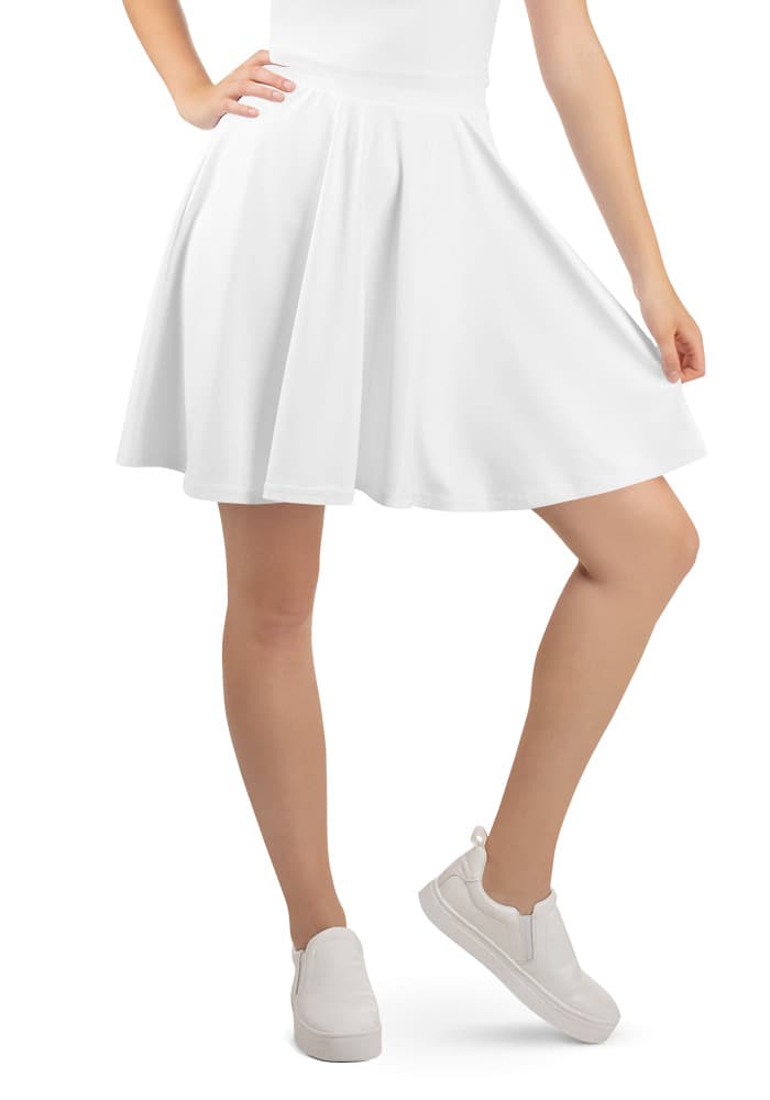 All-Over Print Skater Skirt — White
