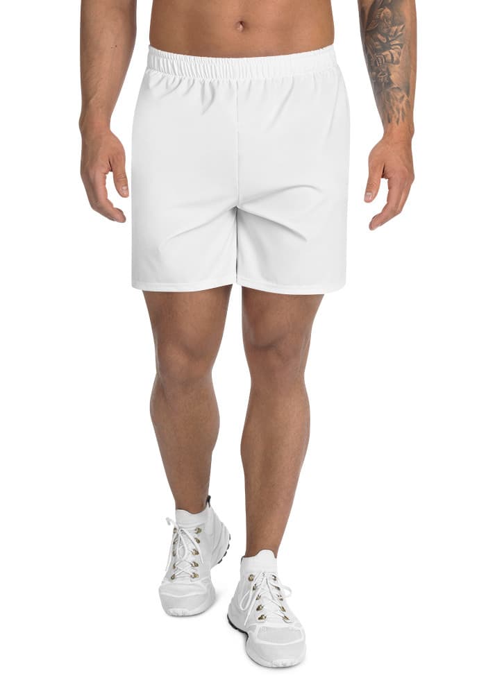 All-Over Print Unisex Athletic Long Shorts — White