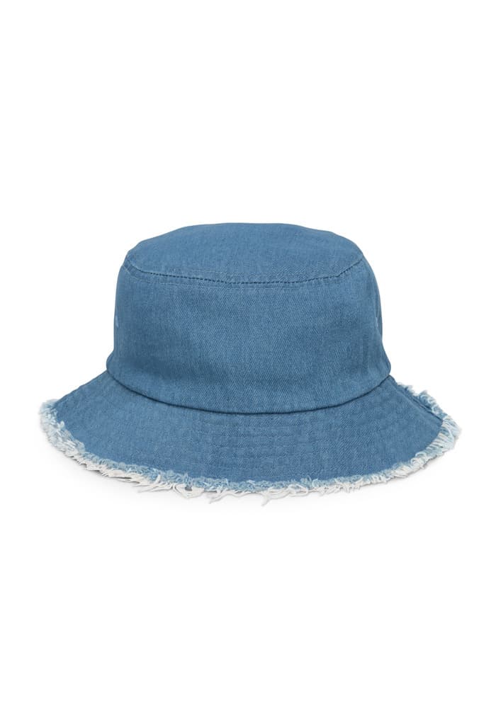Distressed Denim Bucket Hat — Light Denim