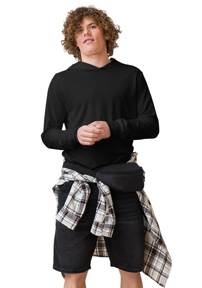 Unisex Hooded Long Sleeve Tee | Bella Canvas 3512 — Black