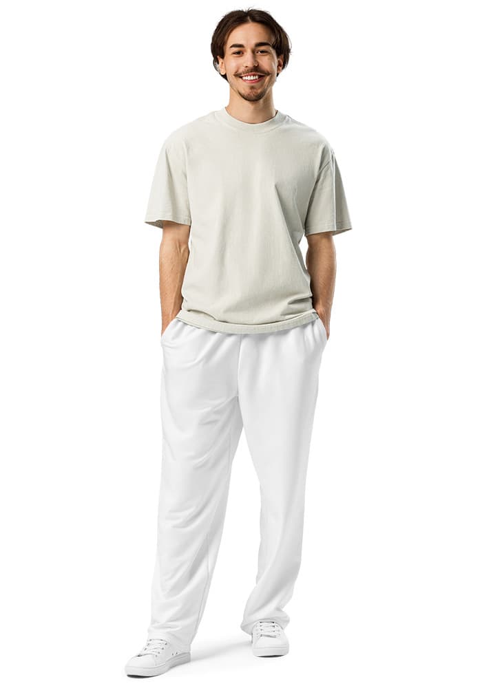 All-Over Print Unisex Wide-Leg Joggers — White